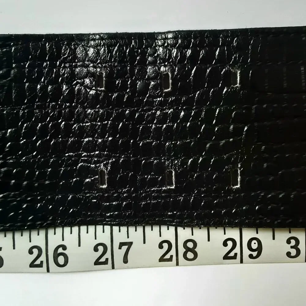 Abbe' Creations Womens Black Crocodile Embossed Genuine Leather Wide Belt Small